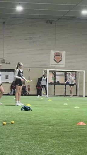 Athletic blonde amateurs enjoy lacrosse practice with a couple