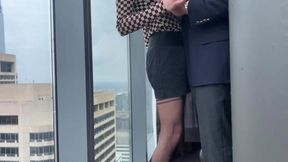 Amateur GF gives a deepthroat blowjob at the hotel bar during her business trip