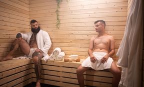 Sauna sexy time with a really horny fucking bear