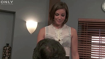 Horny Brunette In Lingerie Gets Fucked By Her Boss And Eats His Cum by Only3x
