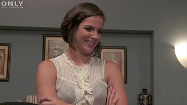 Horny Brunette In Lingerie Gets Fucked By Her Boss And Eats His Cum by Only3x