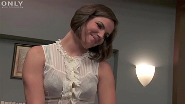 Horny Brunette In Lingerie Gets Fucked By Her Boss And Eats His Cum by Only3x