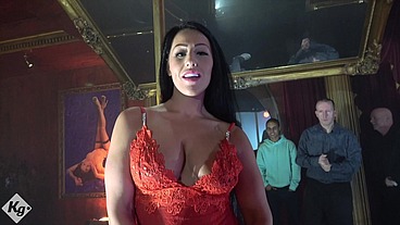 Slutty Pole Dancer Sucks Off All The Lads After Her Private Show