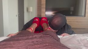 Red Velvet Foot Feast: Starving Slave Gags on Her Post-Bar Hopping Sweat