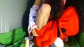 No hands oriental ts cosplay ejaculation