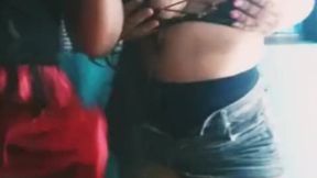 Two slutty university girls get their pussies pounded for cash