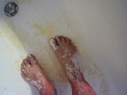 Pissing on Flour Covered Feet and Toes