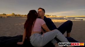 Pretty Latina babe gets fucked hard on a public beach