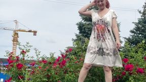 5021--teasing panties under dress upskirt Outside