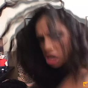 Hot teen gets her pussy hammered by a experienced black man on the chair and on the floor