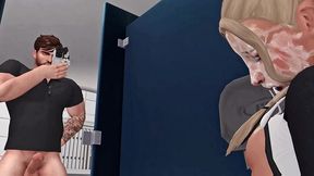 sexy cheerleader seduces her teacher for dirty sex in the school bathroom (sims + anime hentai + sfm)
