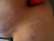Lovense Gravity anal while in frogtie and chastity