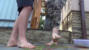 You will eat any food and dirt from our feets and maybe we will let  you cum bitch !