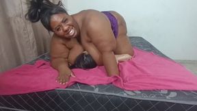 Thammy gives her friend Marcia a boob-smacking session. Part 4.