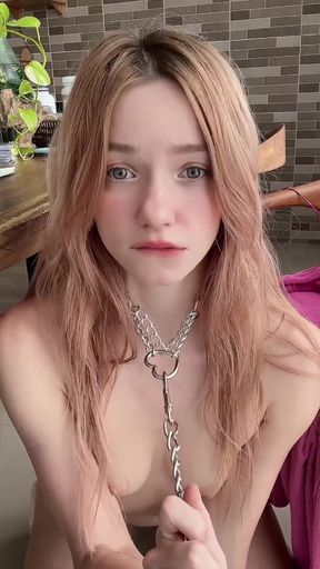 Blonde girl in a chain
