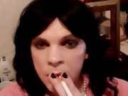 Cute crossdresser smoking fetish