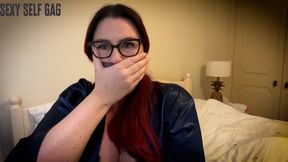 Lacey - Sexy Self Gag ( Clear Tape Gag , Scarf Gag , Duct Tape Gag , Huge Mouth Stuffing )