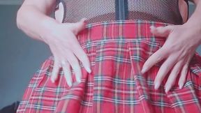 Scottish NYLON TARTAN STEP-MUMMY CUMS SO HARD WITH CLIT SUCKER IN NYLON TIGHTS