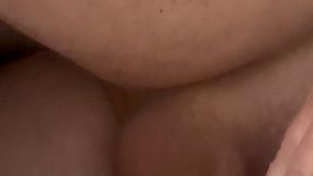 Stuffing cock and fingers in pussy