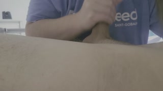Amateur wife gives  me a slow loving handjob and gives herself a facial