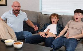 Horny Stepbrothers Got Caught Jerking off, Now They Need to Have a Threesome with Their Stepdad