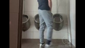homemade roommates mutual dare: expose your ass while peeing in public urinal