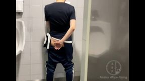 homemade roommates mutual dare: expose your ass while peeing in public urinal