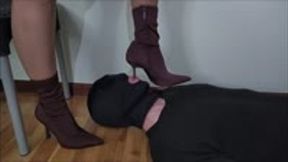 Cleaning my boots before the party