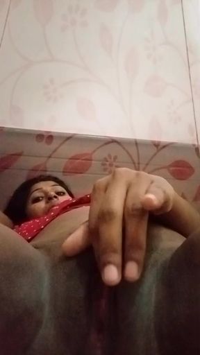 My fingering on the bed