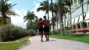 Felony Reverse Cowgirl Fucks Sergio on South Beach Bed