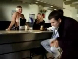 French maid with big tits and a hot blonde in foursome
