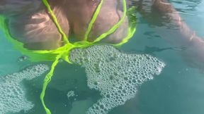 Artemisia Love Flashing Her Perfect Big Tits Underwater and Smoking a Cigarette
