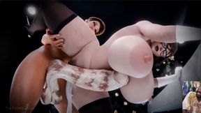 Android 21 Jerks Herself off and Cums Everywhere, Hard Cock Futa Zarya Creampies Deeply in Big Breast Mei