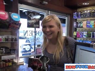 Chubby Teen Girl in Adult Store Gloryhole