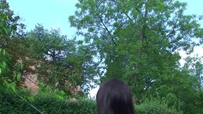 Fantastic brunette babe Katie Oliwer shows her sexy body outdoors
