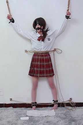 Tie My Girlfriend Wearing a Wig to the Wall and Tickle Her