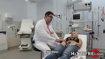 Lilli Vanilli is having wild sex in her doctor's office and trying not to moan too loud