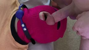 Bondage Ball Sucking - Masked Petite Woman's Mouth Use - (Teabag 1)