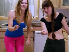 Amateur blonde and brunette suck guys at dorm party