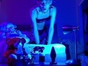 Catboy Twink Cums with Big Bad Dragon Dildo inside