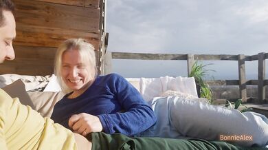 Sunbathing, blowjobs and spooning - risky outdoor sex