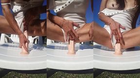 apres le concombre, ma p tite chatte etroite s enfile encore du gros calibre ...