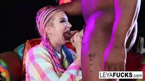 Leya Falcon feeds her BBC Anal creampie to her chicken cuck