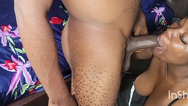 Sexy lady gave his step brothers friend a Good BJ and till he cums