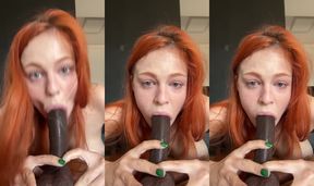 Blue eyes watering, green nails holding tight while I suck deep and messy. Join my OnlyFans