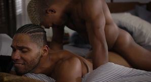 Black guy with bleached hair is rocking his stepbro