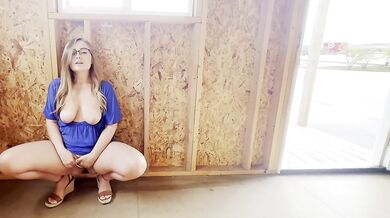 Blonde MILF with Big Tits and Glasses Enjoys Exhibitionist Masturbation and Dirty Talks