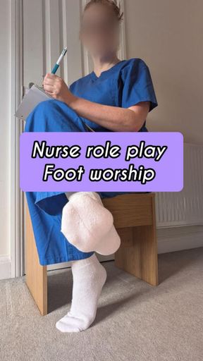 Nurse role play foot worship - be my perfect foot slave