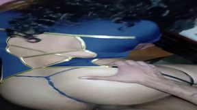 Curvy Latina flight attendant throats and takes a pounding