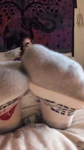 Get hard looking at my pretty feet in white socks
